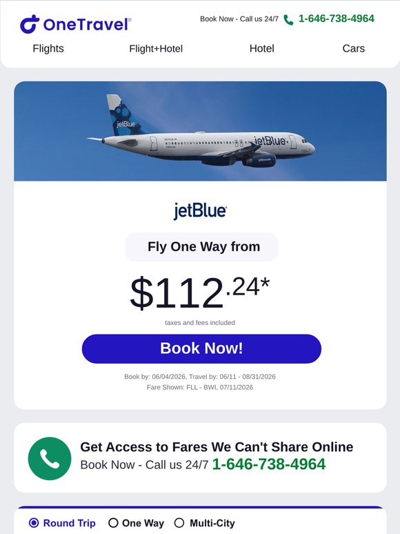 ✈ JetBlue Airlines Deals: Fly from $112.24