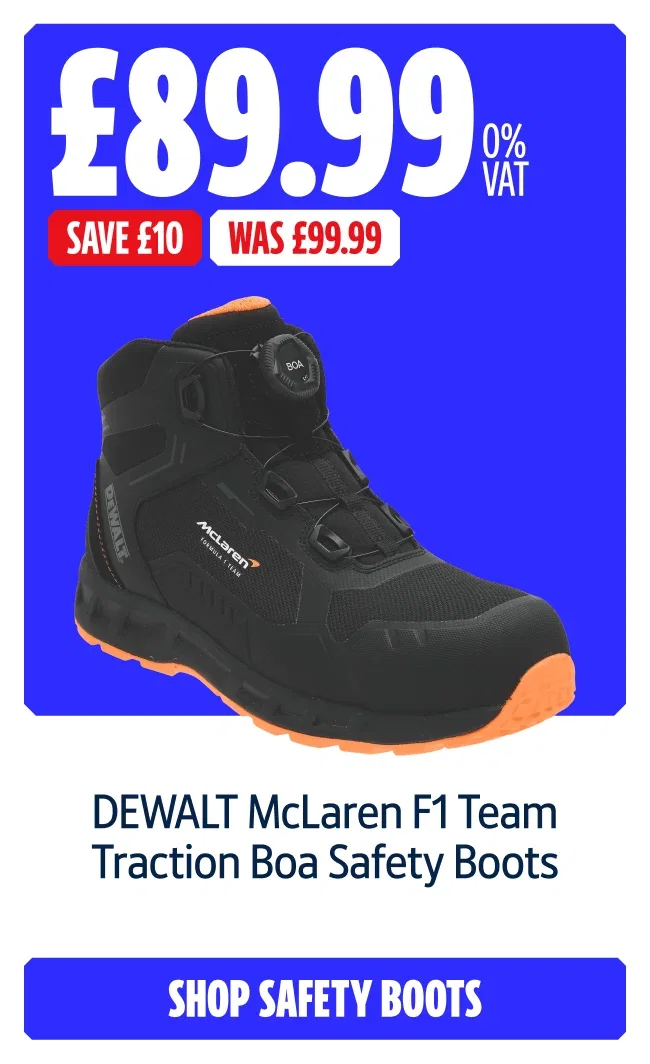 Save £10 on DEWALT McLaren F1 Team Traction Boa Safety Boots Now £89.99 0% VAT  Was £99.99