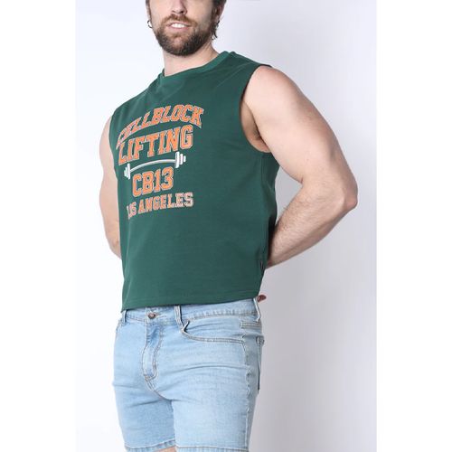Cell Block 13 CB Lifting Club Cropped Tank - Green