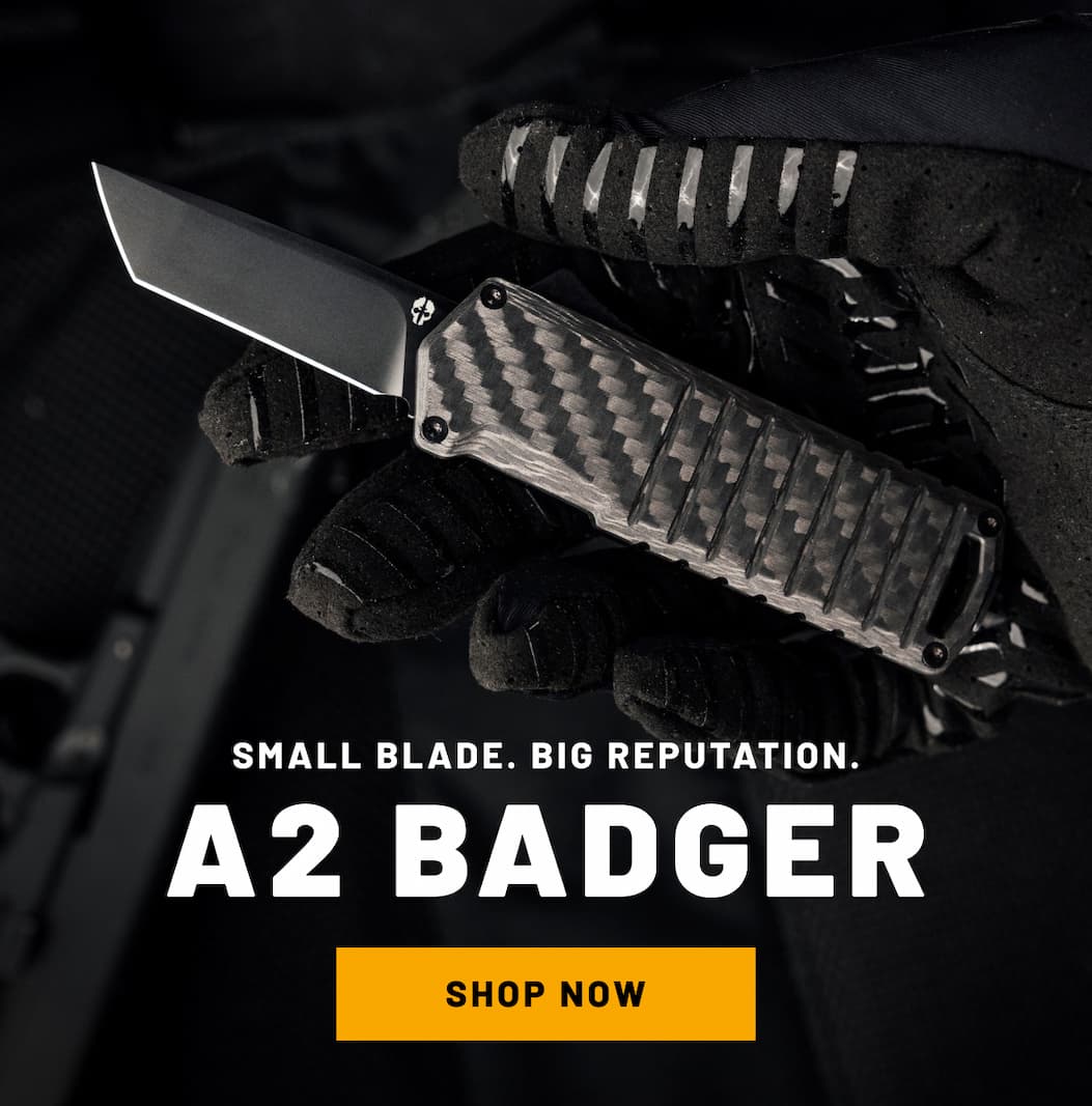 A2 Badger Carbon Fiber in hand: Small Blade. Big Reputation.