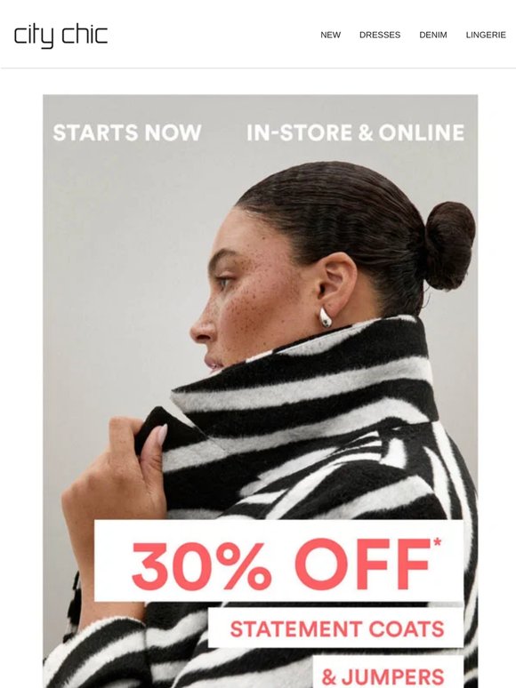 30% Off* Statement Coats & Jumpers Now In-Store & Online