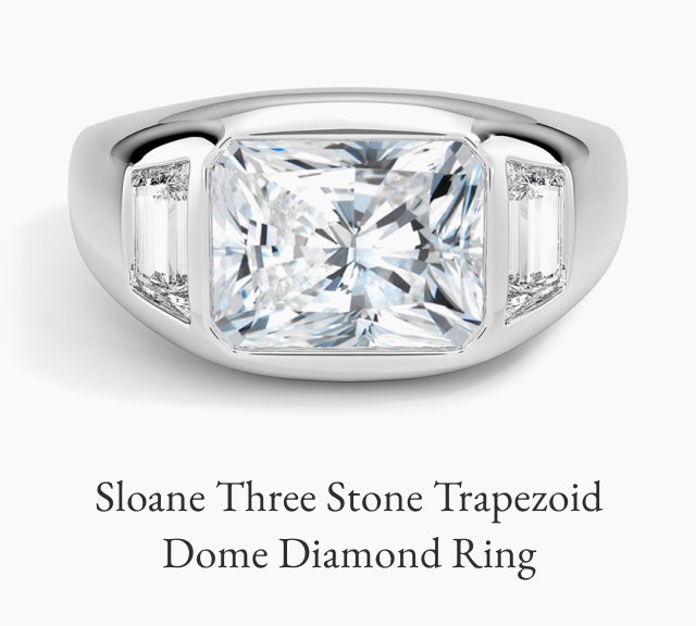 Sloane Three Stone Trapezoid Dome Diamond Ring