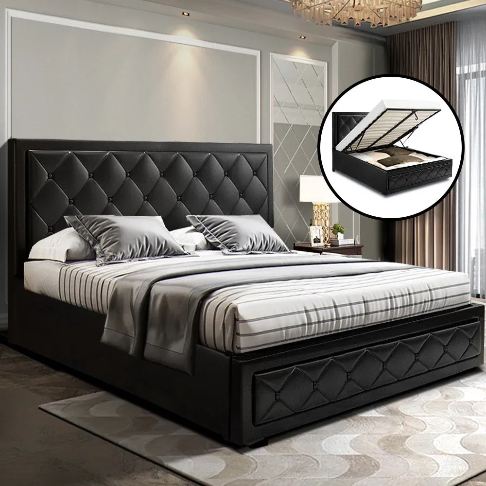 Image of Amethyst Bed & Mattress Package with 22cm Mattress - Black Double