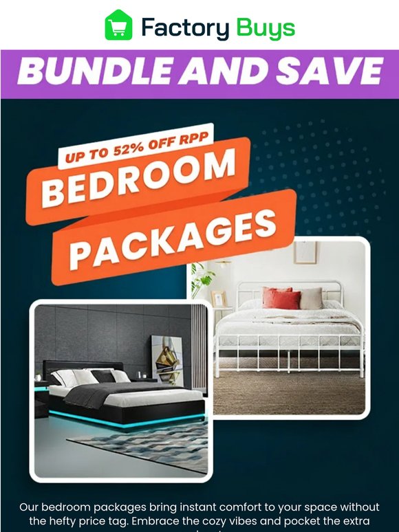 Bed + Mattresses Packages On Sale Now! - Up to 52% Off RRP Discount