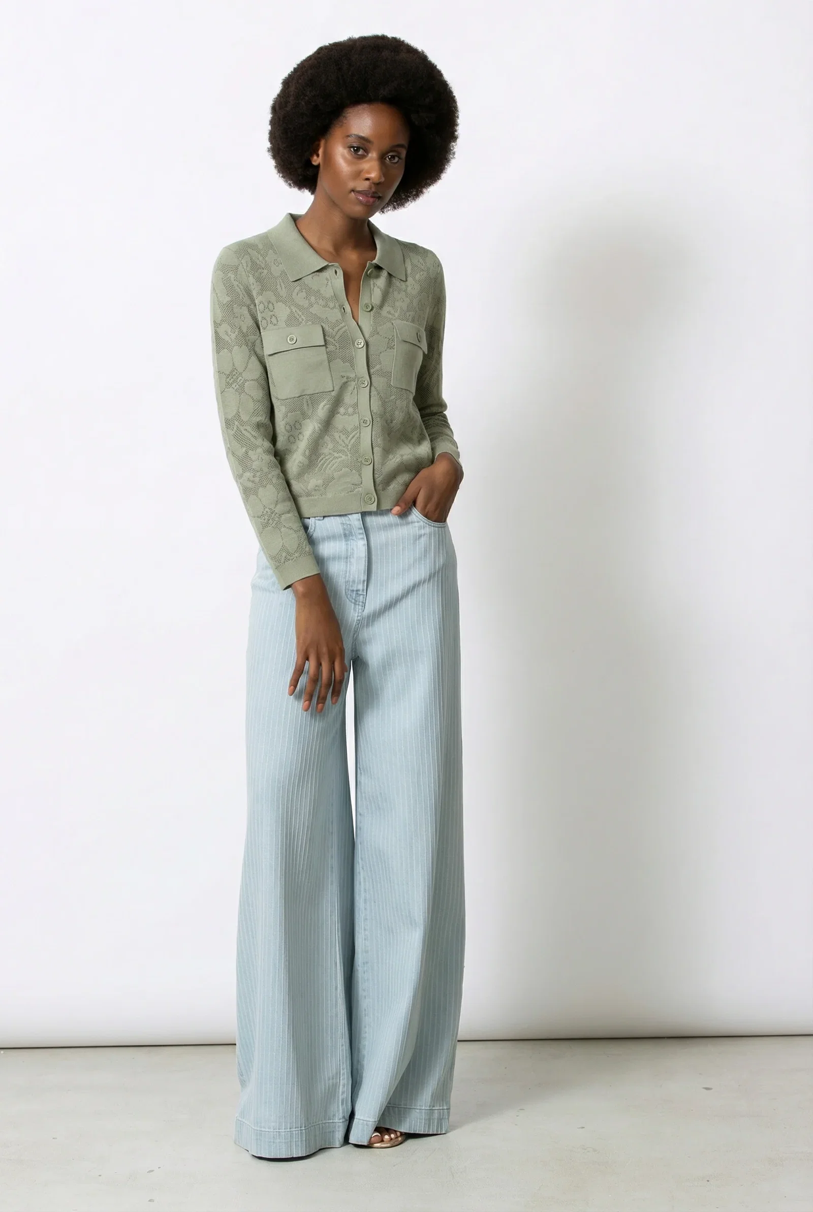 Image of FLORE kaki trui-cardigan