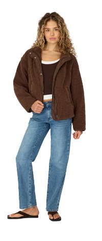 Brown Sherpa High Neck Jacket Teddy