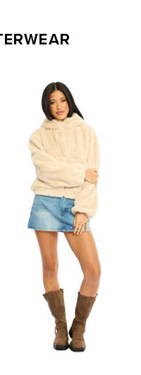 Beige Faux Fur Jacket Hoodie