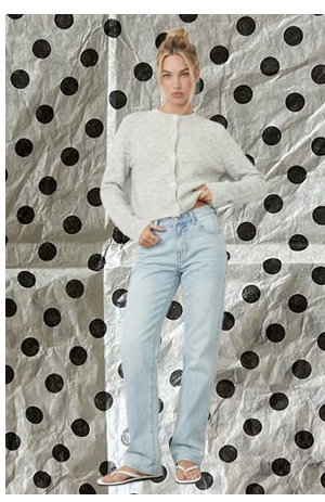 Grey Fitted Cardigan Long Sleeve Crew Neck