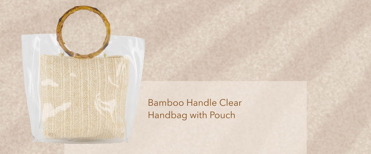 Shop Bamboo Handle Clear Handbag with Pouch
