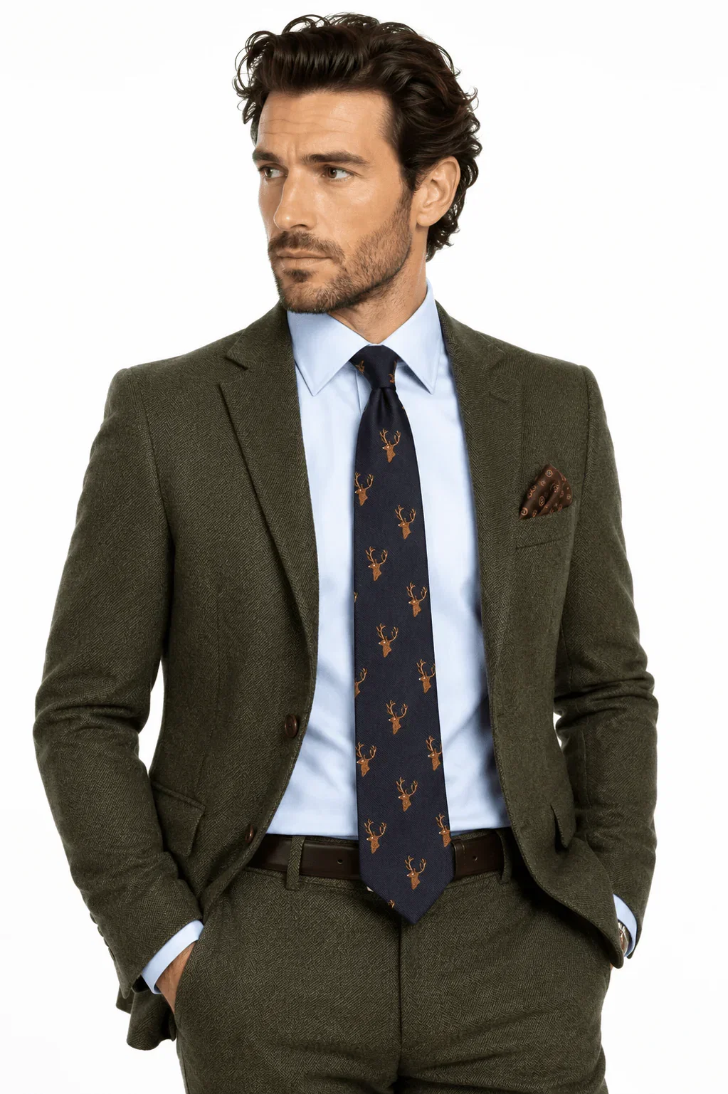 Image of STAG'S HEAD SILK NECK-TIE BY VAN BUCK