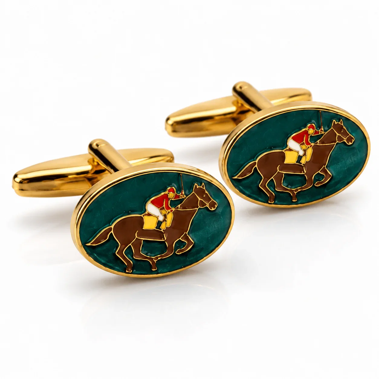 Image of GOLD HORSE RACING NOVELTY CUFFLINKS BY VAN BUCK