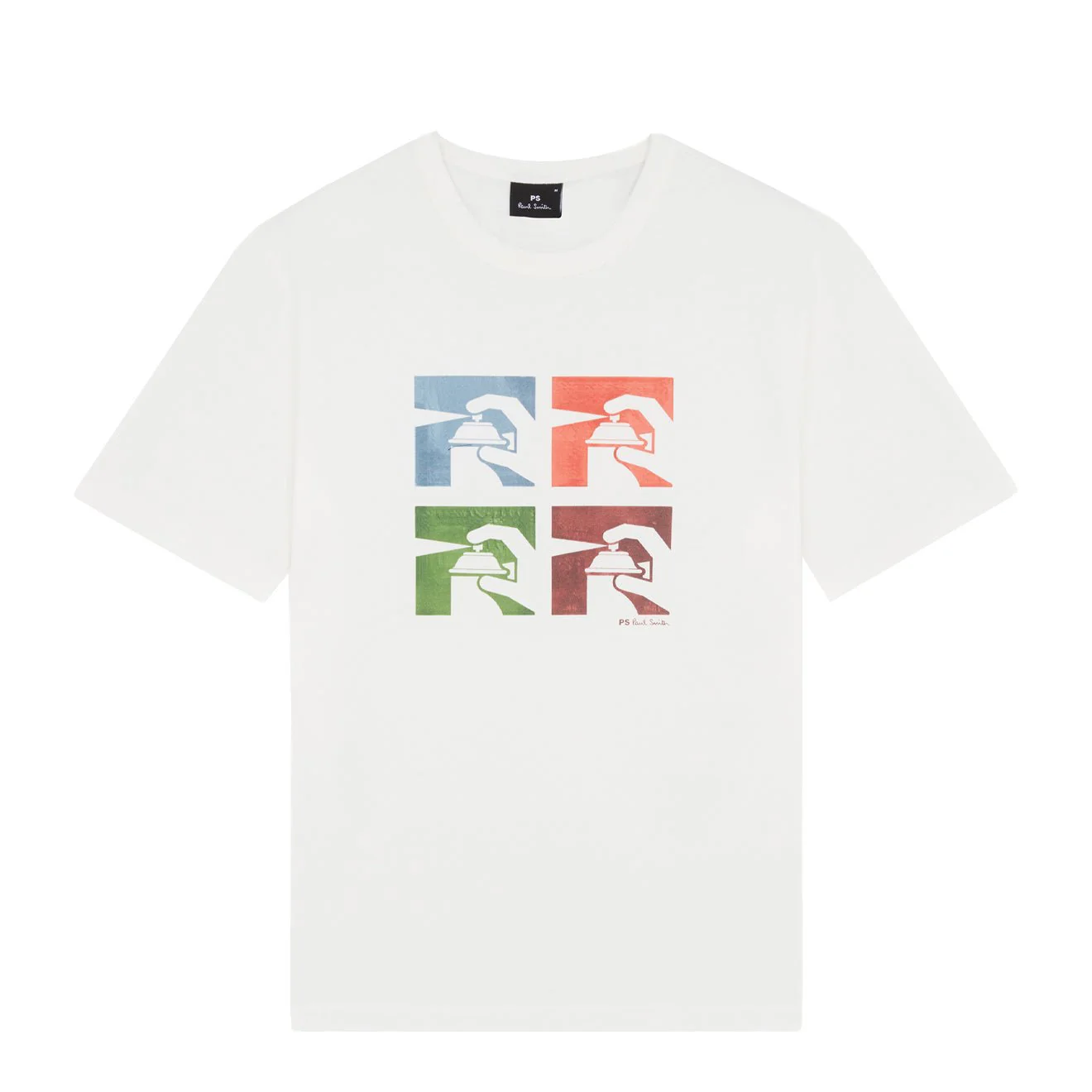Image of Paul Smith Slim-Fit White 'Spray Cans' Print T-Shirt
