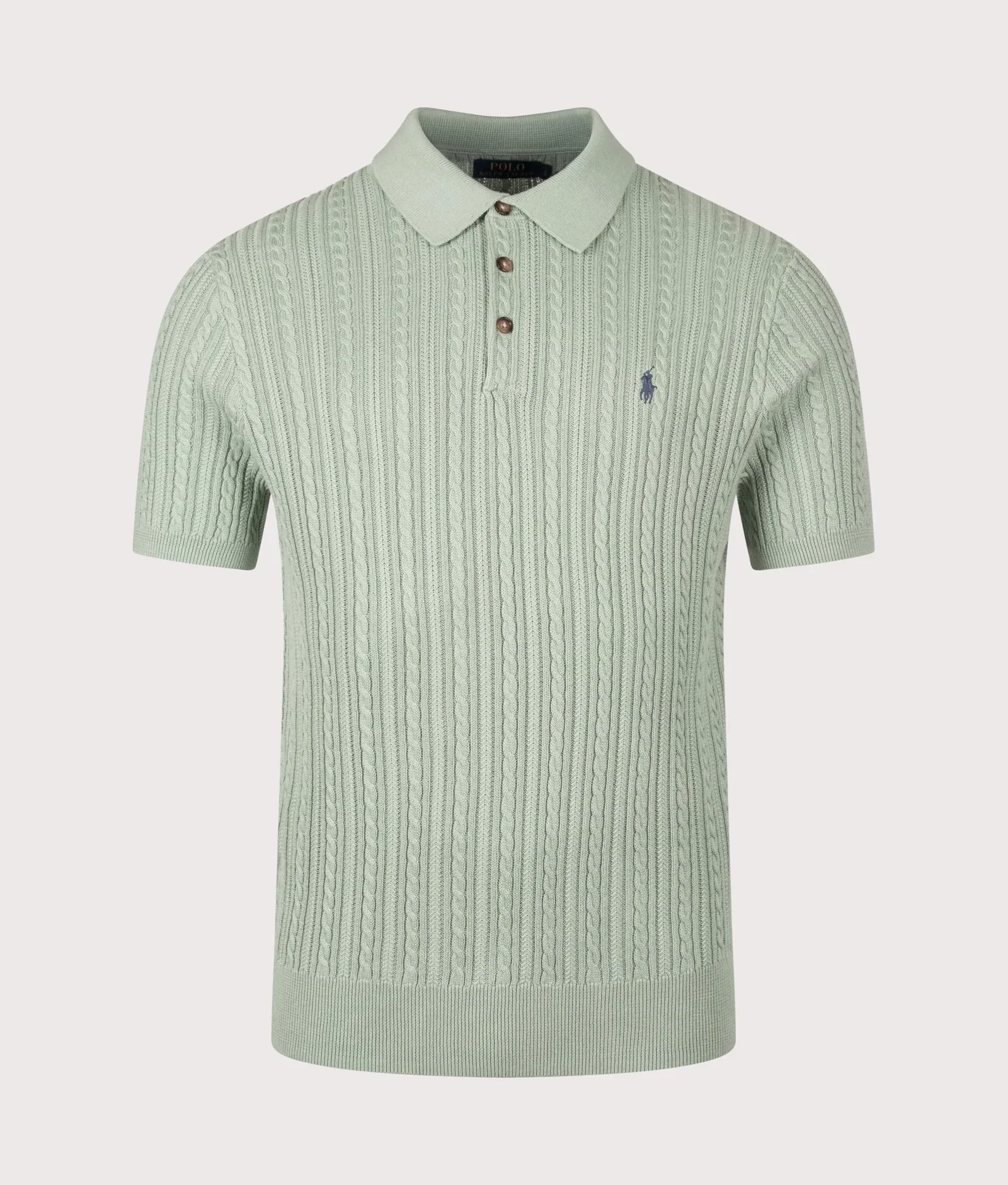 Regular Fit Cable Knit Polo Shirt