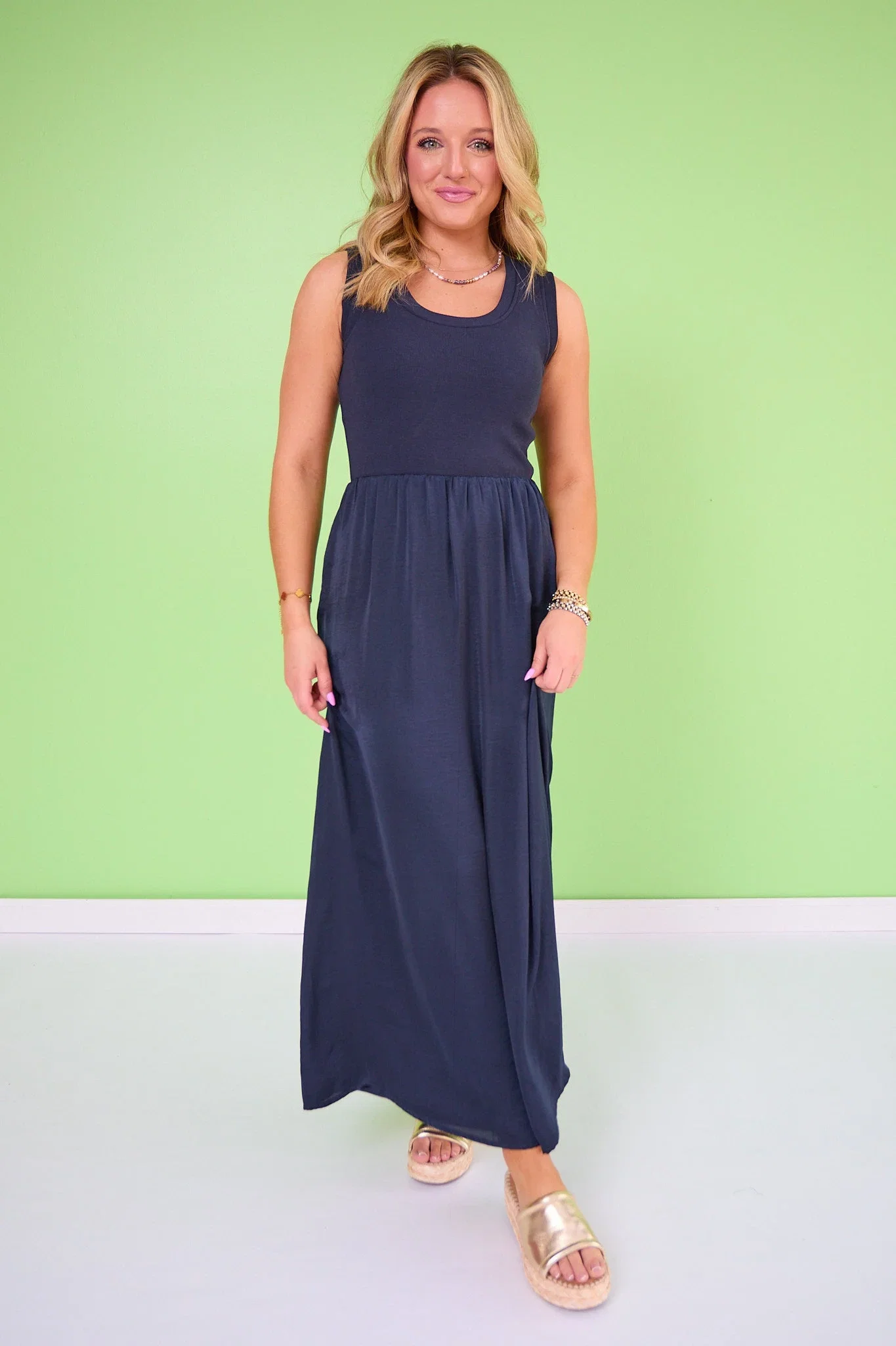 Image of SSYS Helena Bra Tank Dress In Navy