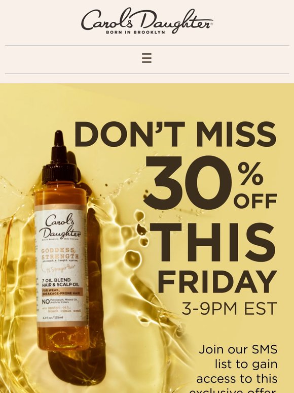 30% Off Friday Only