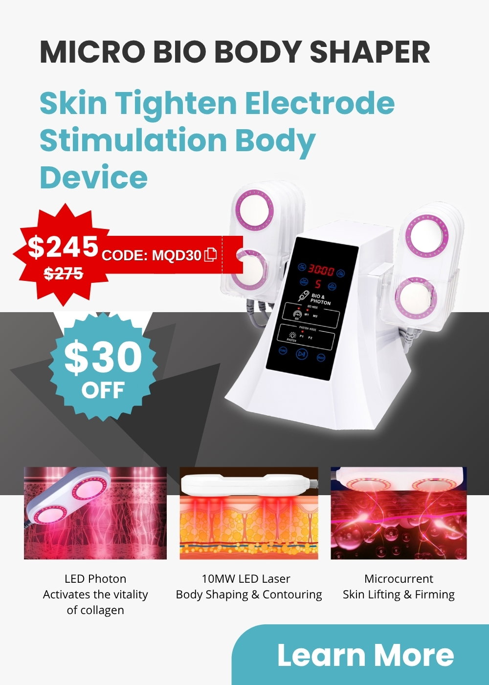 Micro Bio Body Shaper Skin Tighten   Electrode Stimulation Body Device