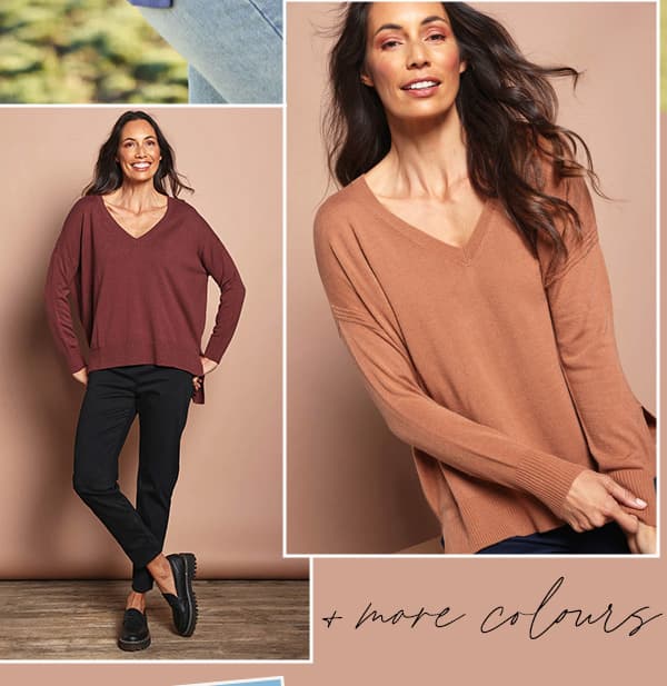 the high low v neck jumper mushroom