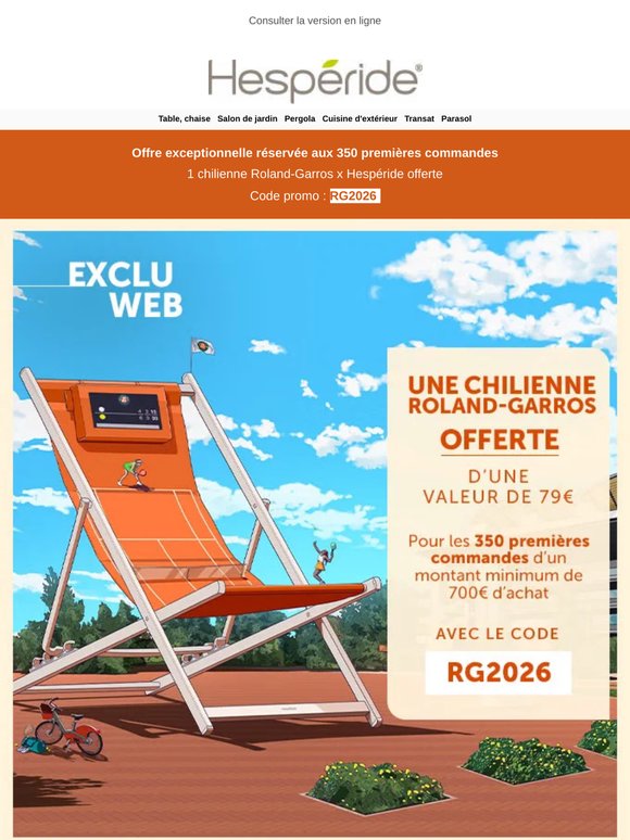 🎾 Dernière ligne droite : votre chilienne offerte dès 700€