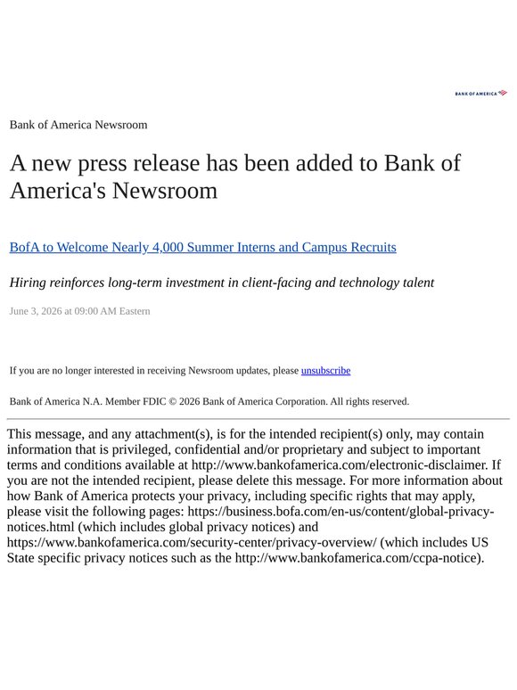 Bank of America Newsroom