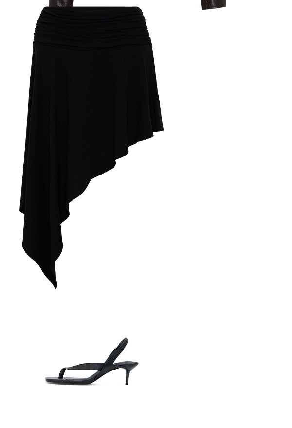 Talise Modal Hankie Midi Skirt - Black