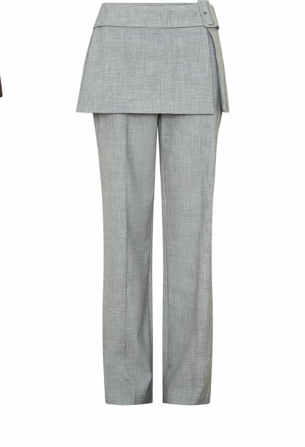 Daisy Wrap Skirt Straight Leg Pants - Charcoal Marle
