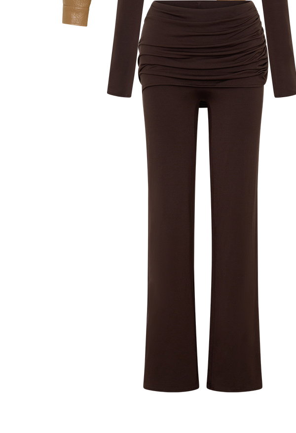 Keaton Modal Straight Leg Overlay Pant - Espresso