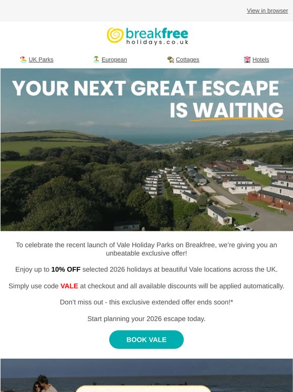 10% Off Vale Holiday Parks 💛