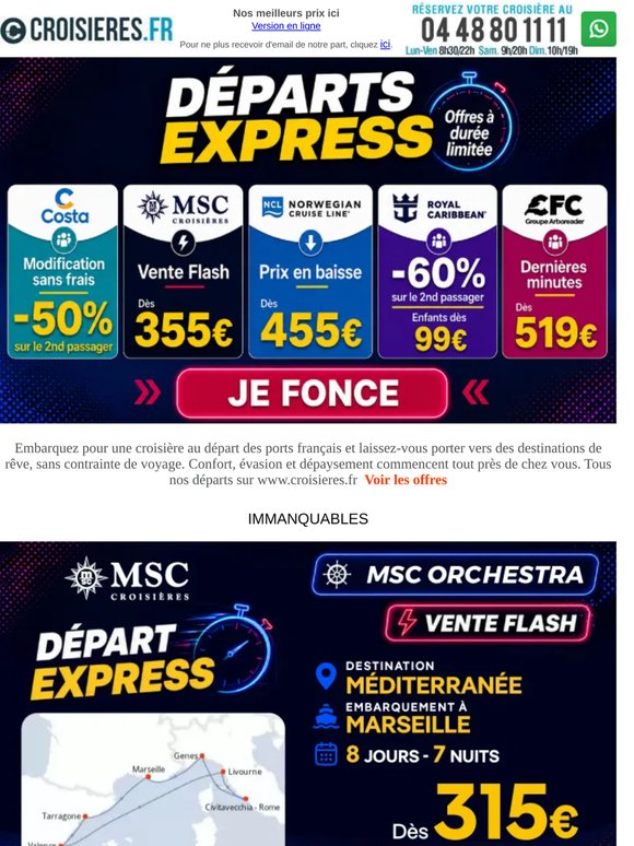 ⏱️Départs Express ! Embarquez dès 315€