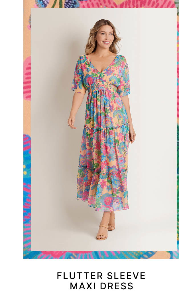 Flutter Sleeve Maxi Dress