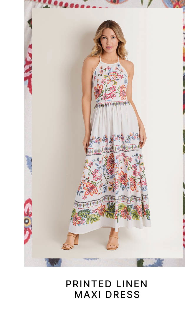 Printed Linen Maxi Dress