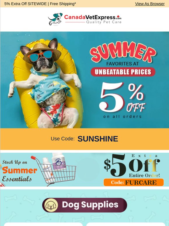 ☀️Let the Savings Shine: Get 5% Off Sitewide + $5 Extra Savings with Skin Care!