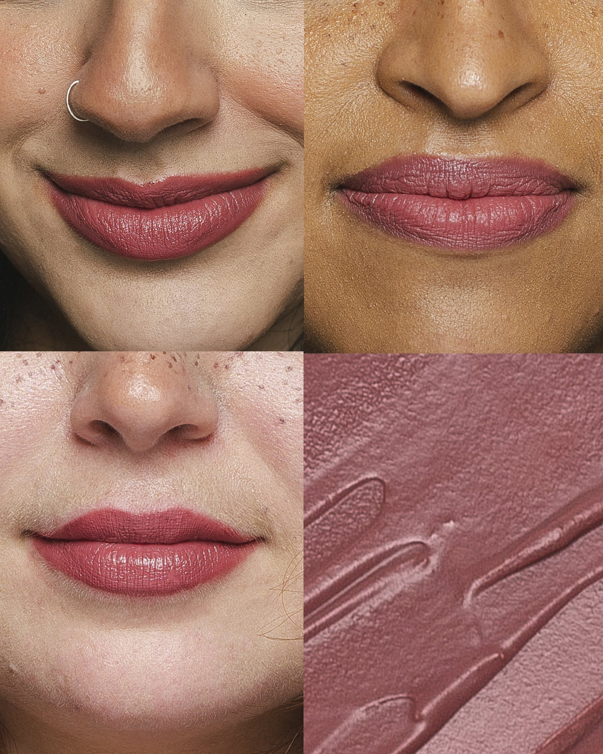 lip swatches in a pleasant purple neutral