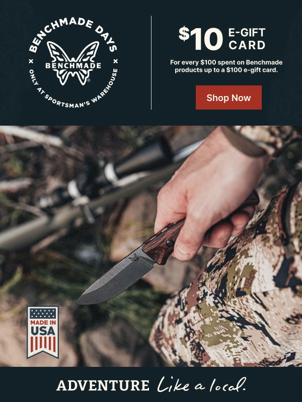 Benchmade Days | $10 gift card for every $100 spent
