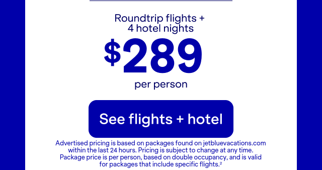 Roundtrip flights + 2 hotel nights from JFK to MCO. Terms apply(2).