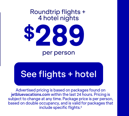 Roundtrip flights + 2 hotel nights from JFK to MCO. Terms apply(2).