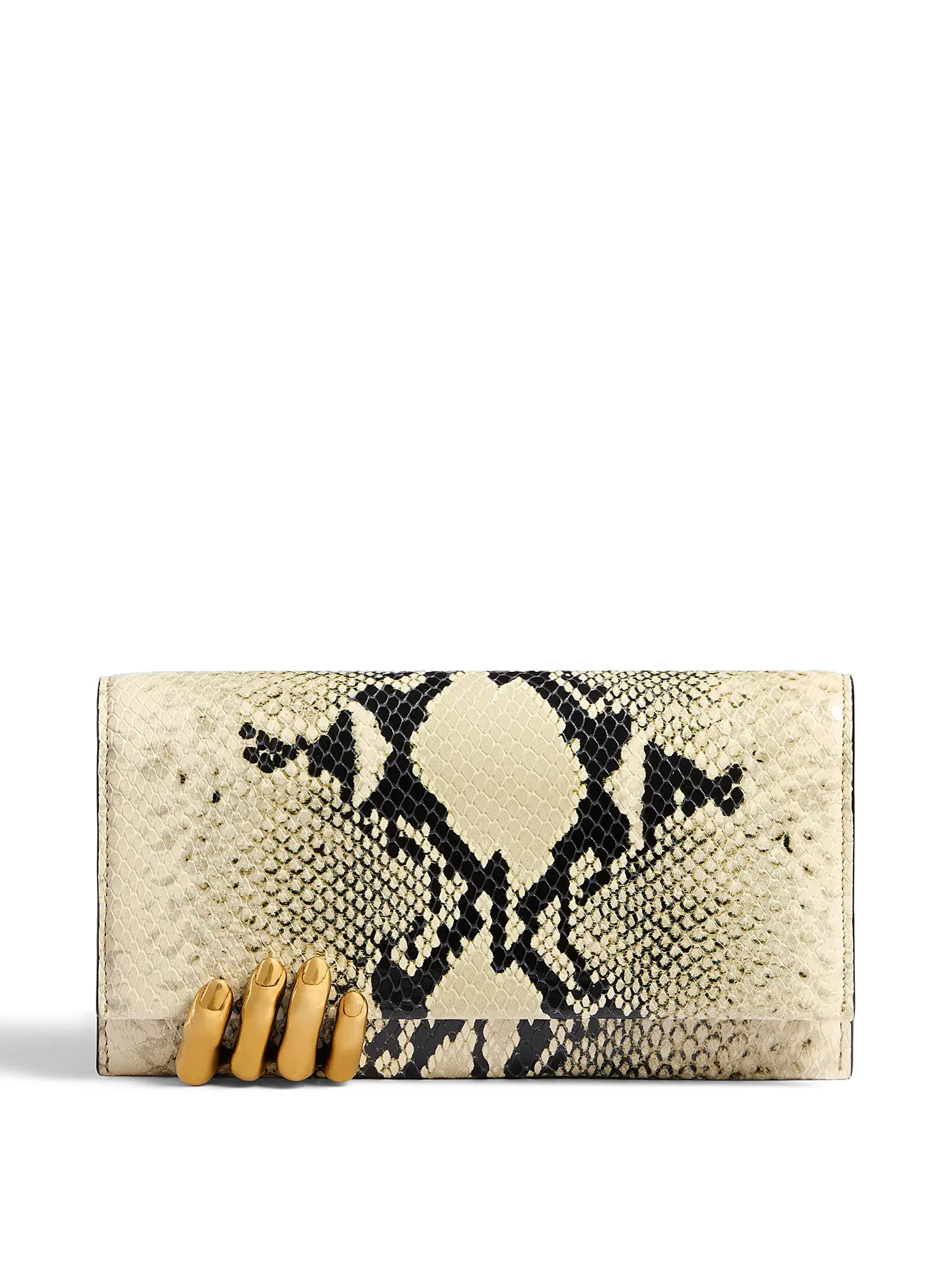 Image of Python-Embossed Sculpted Hand Clutch