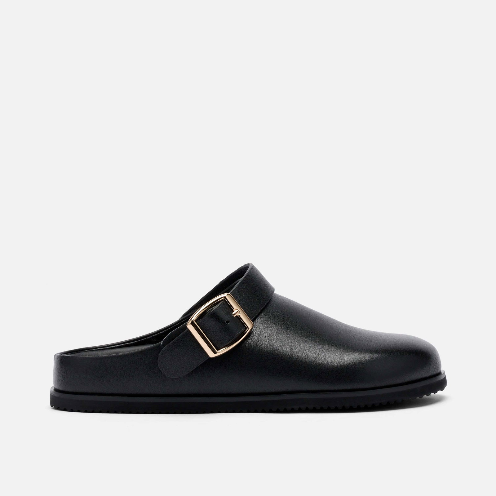 Image of Solana Black Leather Backstrap Clogs
