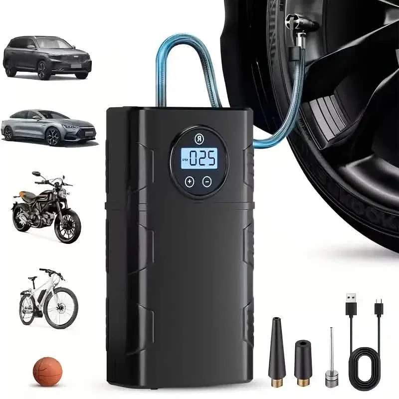 Image of Portable 120 PSI Cordless Air Compressor – Tire Inflator for Car, Bike & Motorcycle