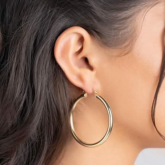 Image of S925 50mm Solid Hoop Earrings for Women