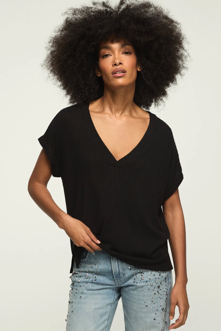 Image of Lucky Brand Cloud Dolman V-Neck Tee - Women's Clothing Tops Shirts Tee Graphic T Shirts in Jet Black