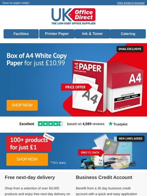 —, Stock up on A4 copy paper for just £10.99 a box! 📃