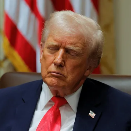 President Trump explained why he sometimes closes his eyes during Cabinet meetings.