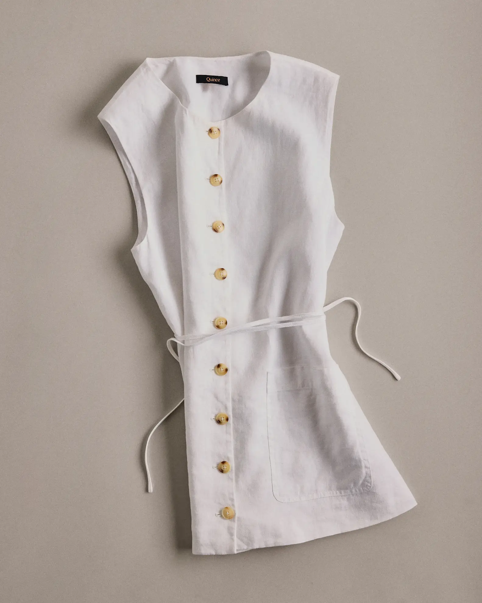 100% European Linen Longline Vest