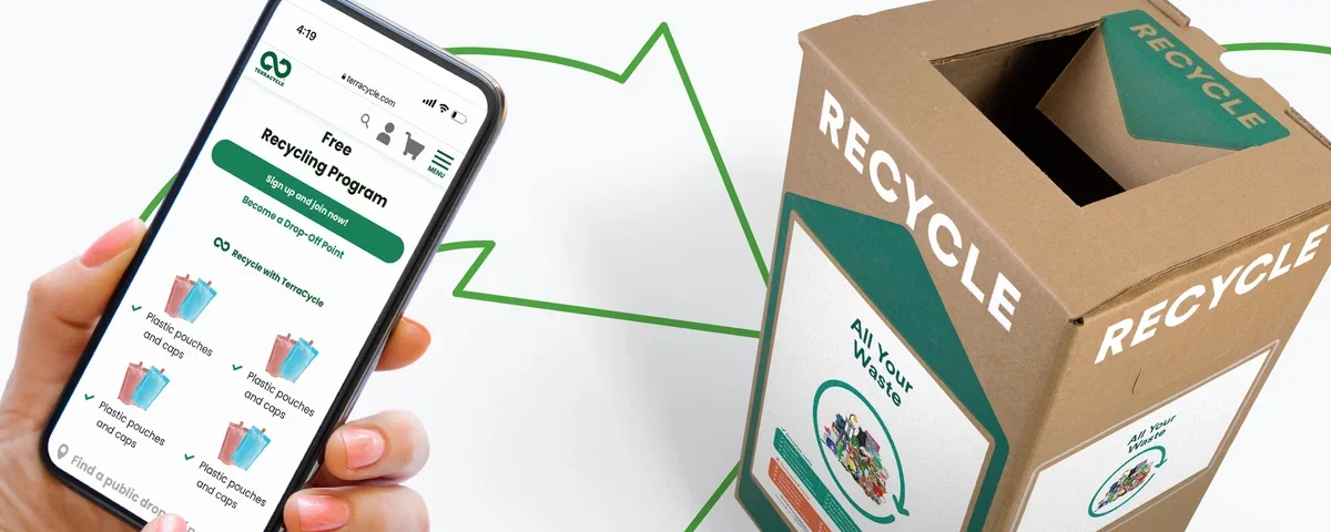 Mobile device showing signup for for Free Recycling Program