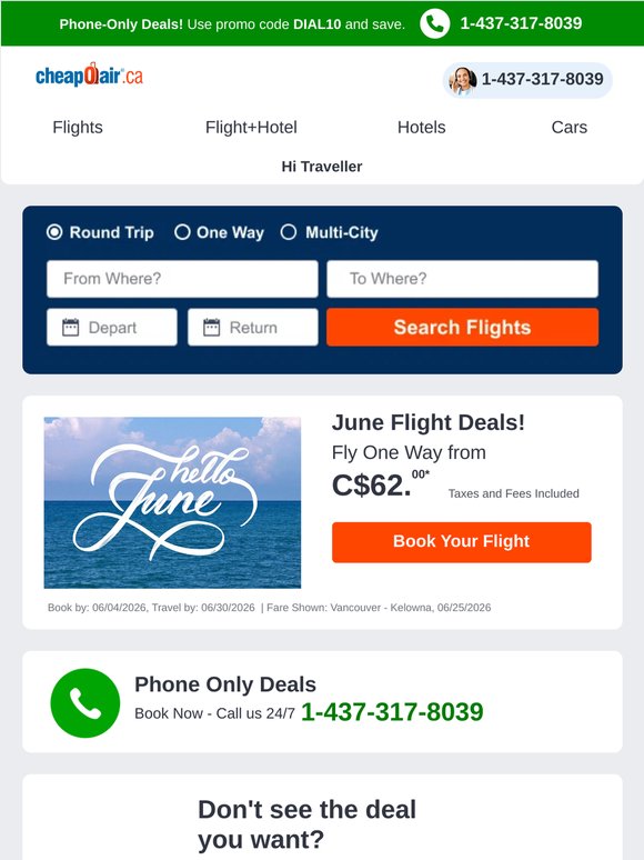 ✈ June Flight Deals: Fly from C$62.00