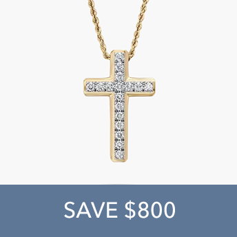 Lab Grown Diamond Cross Pendant in 10K Yellow Gold | SAVE $800