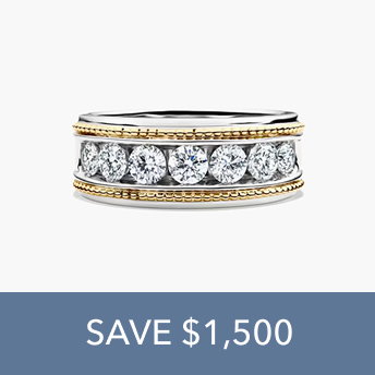 Men’s Lab Grown Diamond Band in 10K White and Yellow Gold | SAVE $1,500