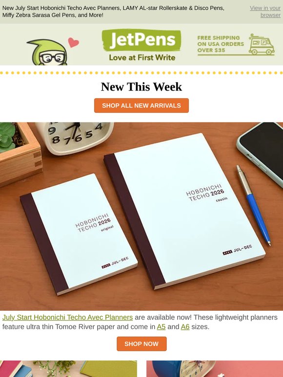 New July Start Hobonichi Techo Avec Planners, LAMY AL-star Rollerskate & Disco Pens, Miffy Zebra Sarasa Gel Pens, and More!