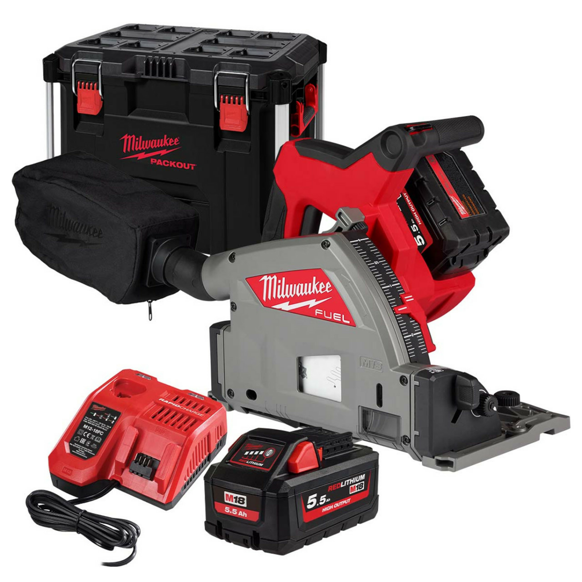 Milwaukee M18 FPS55-552P 18V Li-Ion accu invalzaag set (2x 5,5Ah) in Packout - 20mm