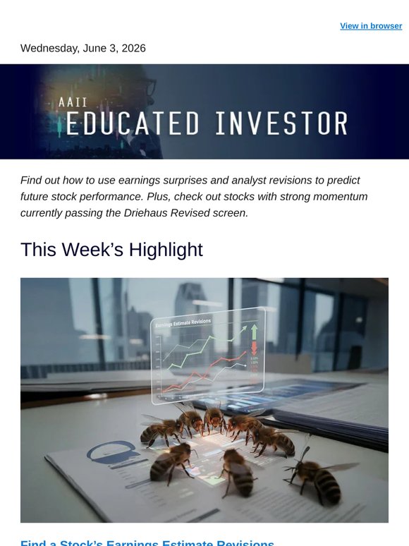 AAII Educated Investor: Why Tracking Earnings Estimate Revisions Pays Off
